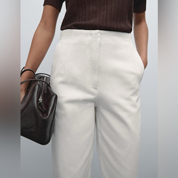 Massimo Dutti Women’s • White denim no waistband trousers • Size 2 • NWT - Picture 1 of 13